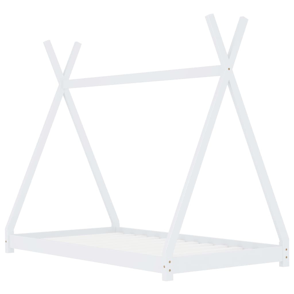Kids Bed Frame White Solid Pine Wood 80x160 cm